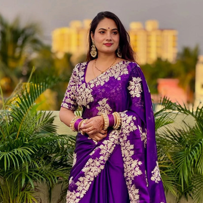Brahmani Creation Embroidered Bollywood Georgette Saree(Purple)
