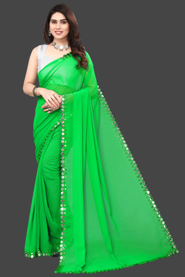 Manan Creation Embellished Bollywood Georgette Saree(Light Green)