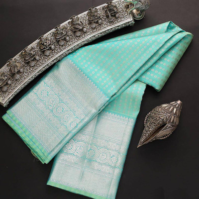 GATISHVAM TEXTILE Self Design, Woven Banarasi Art Silk Saree(Light Green)