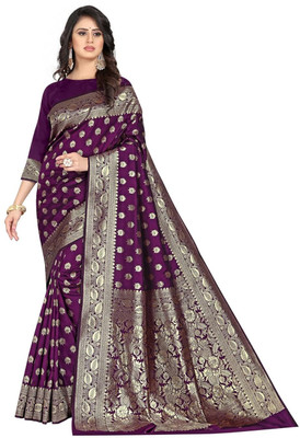 MOTISARIYA FASHION Self Design Banarasi Jacquard Saree(Purple)
