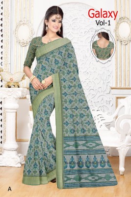 K P ENTERPRISE Digital Print, Geometric Print Kalamkari Cotton Silk, Silk Blend Saree(Light Green)