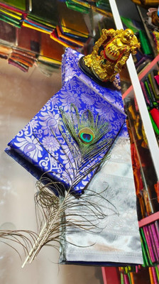 WILLMAKE Woven Bollywood Jacquard, Art Silk Saree(Blue)