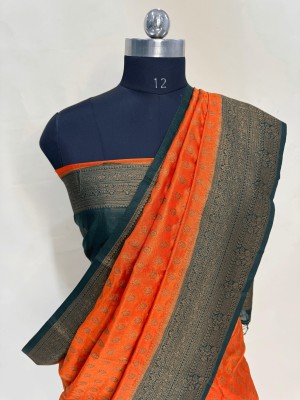 HAYARA Embroidered Banarasi Dupion Silk Saree(Orange)