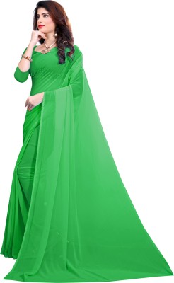 RK Fashions Solid/Plain Bollywood Georgette Saree(Green)