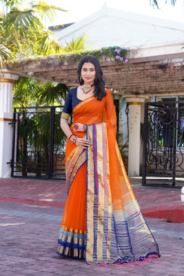 Aarunika SST Printed Bollywood Organza Saree(Orange)