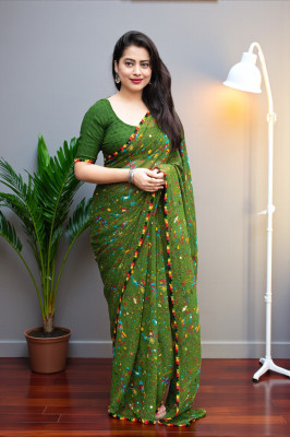 Aadimam Creation Printed Bollywood Art Silk Saree(Multicolor)