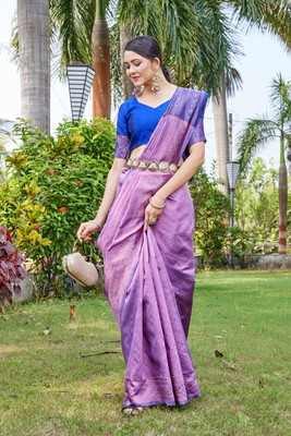 SATYAM WEAVES Woven Banarasi Cotton Silk Saree(Multicolor)