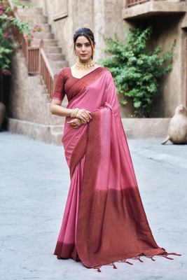 Divastri Solid/Plain Banarasi Jacquard Saree(Pink)