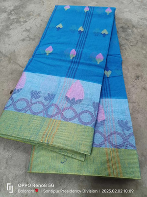 GOLU Self Design Tant Pure Cotton Saree(Dark Blue)