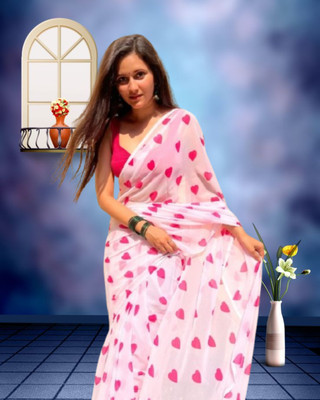 Jayu Printed Daily Wear Georgette Saree(White)