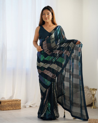 Moda Rapido Striped Bollywood Georgette Saree(Multicolor)