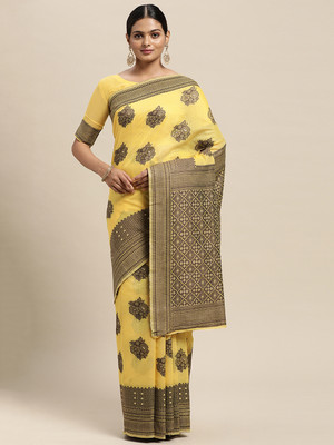 Divastri Woven Banarasi Silk Blend Saree(Yellow)