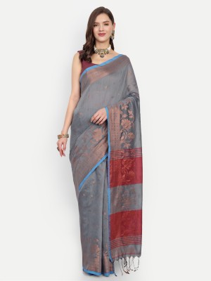 BENGAL HANDLOOM Woven Handloom Art Silk Saree(Grey)