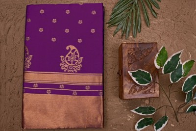 GajGajra Woven Kanjivaram Pure Silk, Art Silk Saree(Purple)