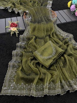 VarniRaaj Fashion Embellished Bollywood Jimmy choo Saree(Light Green)