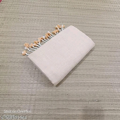 TARAMAACREATION Solid/Plain Handloom Handloom Pure Cotton Saree(Cream)