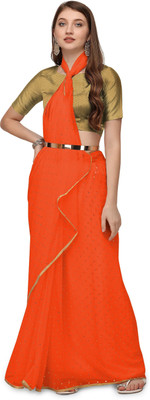 HouseOfCommon Printed Bollywood Chiffon Saree(Orange)