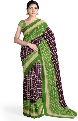 Saadhvi Printed Bandhani Art Silk Saree(Brown)