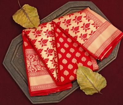 Divastri Woven Kanjivaram Jacquard, Silk Blend Saree(Red)