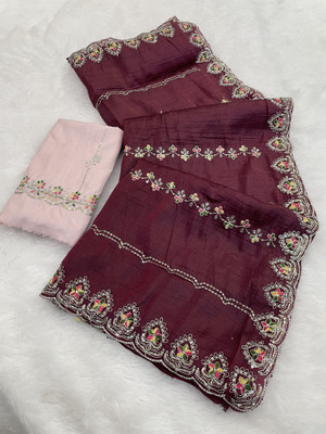 Ethina Fashion Dyed Bollywood Chiffon Saree(Magenta)