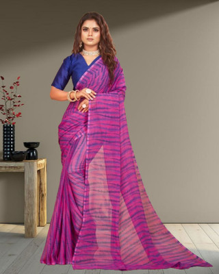 Jayu Floral Print Bollywood Georgette Saree(Purple)