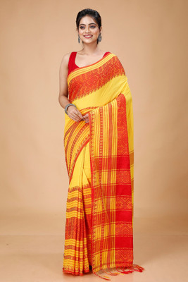 SSK Striped Bollywood Cotton Blend Saree(White)