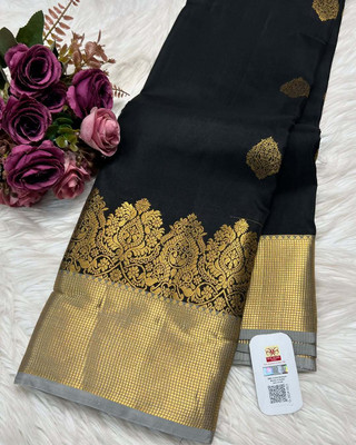 TriveniCreation Woven Banarasi Pure Silk Saree(Black)