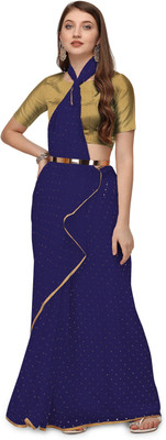 JiproStore Printed Bollywood Chiffon Saree(Dark Blue)