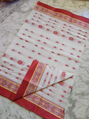 Raktim taant saree Self Design Tant Pure Cotton Saree(Multicolor)
