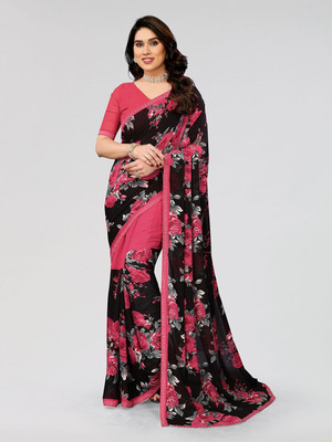 Moda Rapido Embellished, Printed, Self Design Bollywood Georgette Saree(Pink)
