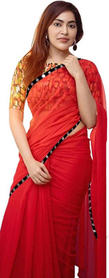Sareez House Floral Print Bollywood Georgette Saree(Red)