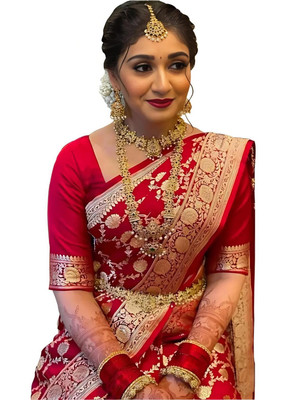tapovan fashion Woven Banarasi Art Silk Saree(Red)