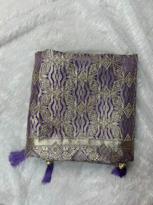 Beautiful Collection Printed Banarasi Pure Silk Saree(Purple)