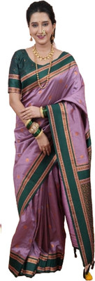 MOON VOGUE Self Design Banarasi Silk Blend Saree(Magenta)