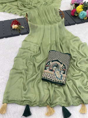 K 5 FASHION Embellished Bollywood Georgette Saree(Light Green)