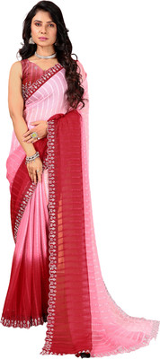 nirmal creation Woven Bollywood Georgette Saree(Red)
