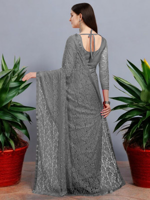 NEXA Self Design Bollywood Net Saree(Grey)