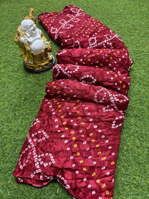 v.divyanshi & co. Printed Bandhani Georgette Saree(Maroon)