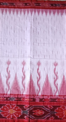 DK FASHION Printed, Self Design Sambalpuri Pure Cotton Saree(White, Red)