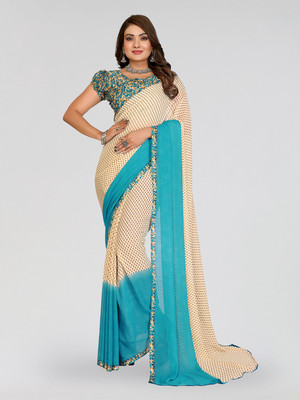 Moda Rapido Floral Print Daily Wear Georgette Saree(Blue)