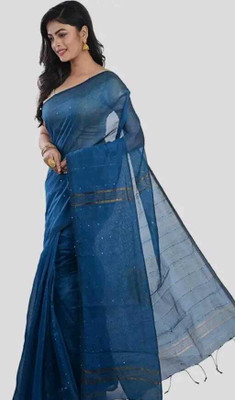 Maa laxmi saree center Printed Tant Pure Cotton Saree(Light Blue)