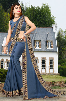RichEraa Self Design Bollywood Lycra Blend, Chiffon Saree(Grey)