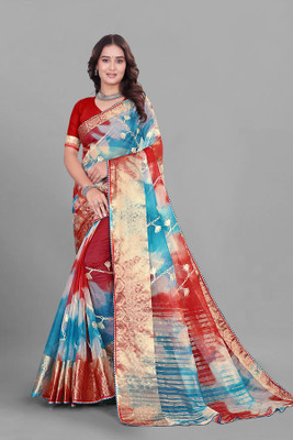 Aarunika IC Solid/Plain Bollywood Organza Saree(Maroon)