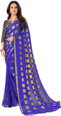 Aardiva Self Design Bollywood Chiffon Saree(Blue)