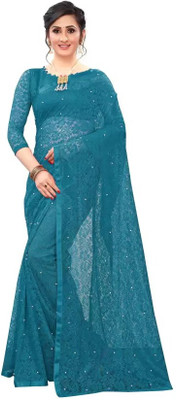 Suali Embellished Bollywood Net Saree(Dark Green)