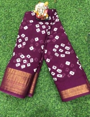 GHANSHYAM Printed Daily Wear Pure Cotton Saree(Purple)