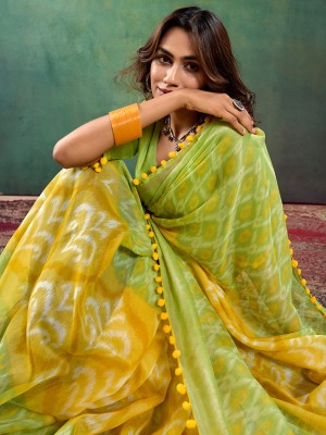 Sareemall Embellished Daily Wear Cotton Blend Saree(Light Green)