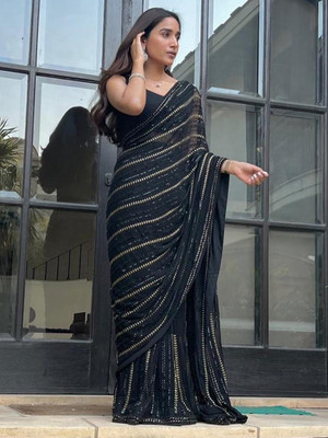 Divastri Embellished Bollywood Georgette Saree(Black)