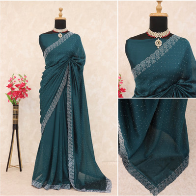 SAII CREATION Embellished Bollywood Silk Blend Saree(Dark Blue)