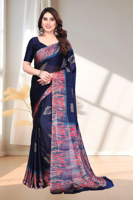 Magneitta Printed, Self Design Daily Wear Chiffon, Georgette Saree(Dark Blue)